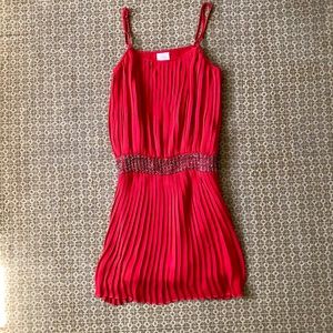 Parker red pleated cocktail dress